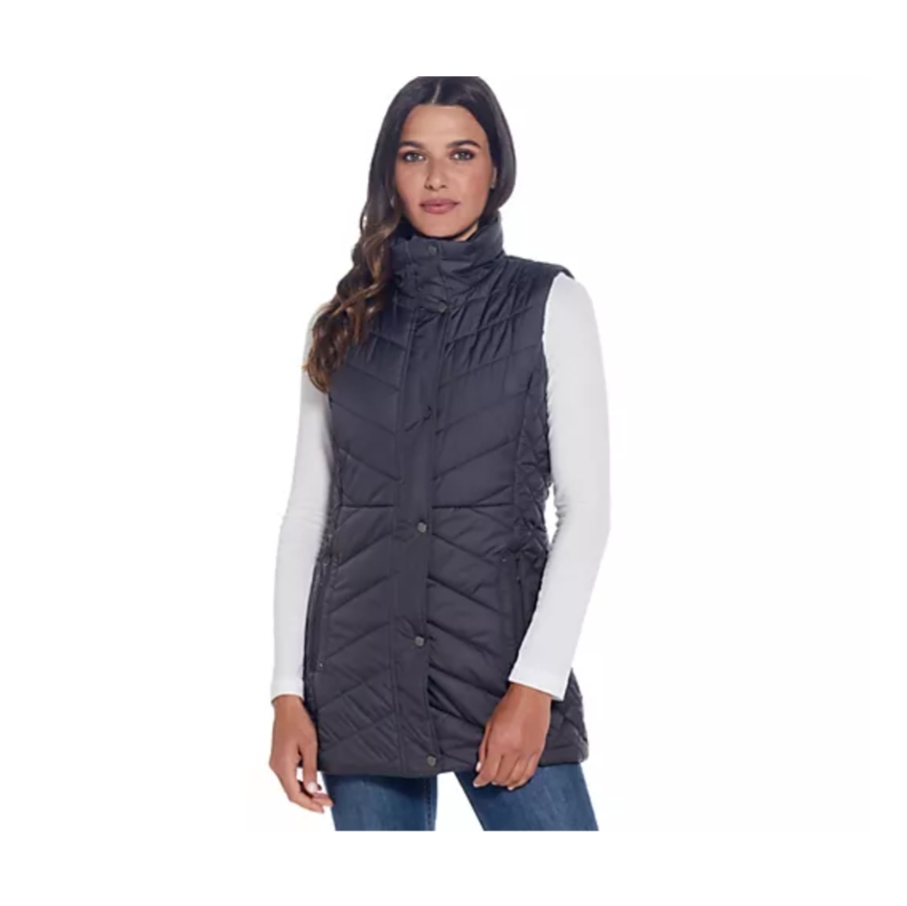 Weatherproof Channel Quilted Longline Vest Size L, Color Dusty Olive